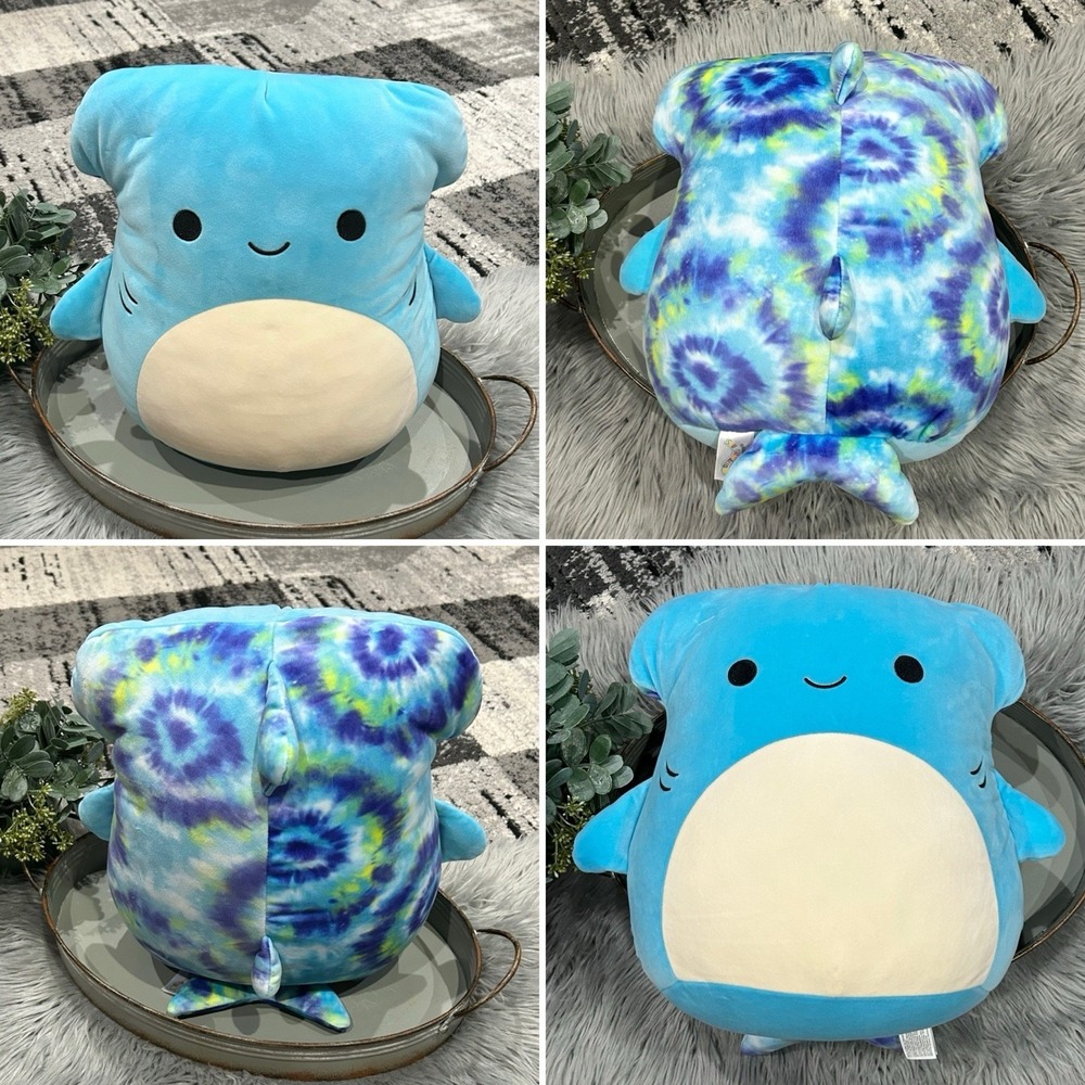 Squishmallows Hakim 14" Hammerhead Shark Blue Tie Dye Sea Life Rare!